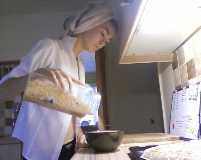 Pouring out Breakfast