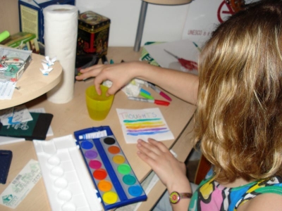 beginning the fingerpainting