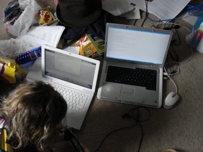 Reading out the lyrics, recording the voices