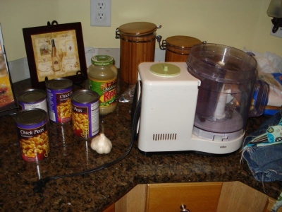 Hummus making supplies.