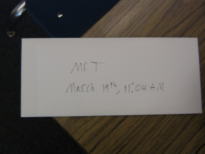 Mr. T.'s Letter