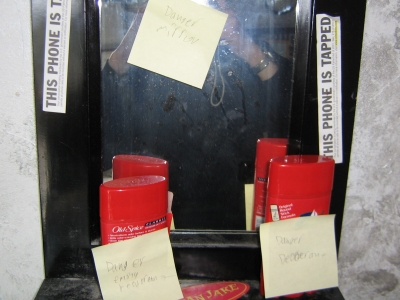 The mirror covers my face