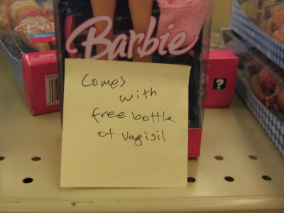 "comes with free bottle of Vagisil"
