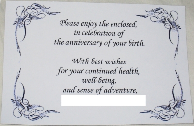 A birthday note...