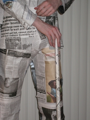 Pants and cane detail.