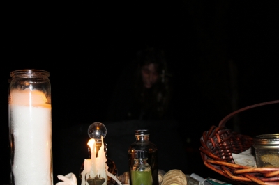 A witch, enshrouded