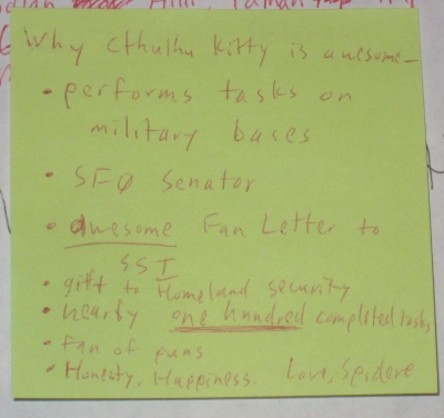 A note with Mr. Brightsides