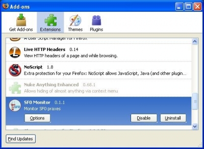 SF0 Monitor in the plugin list SF0 Monitor in the plugin list