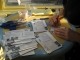 Filled out cards and pens