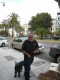 guy walking his dog