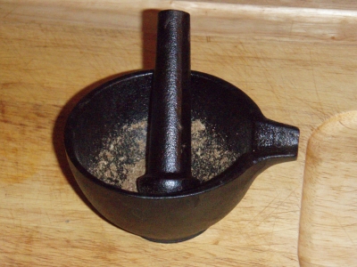 Cast iron mortar and pestle