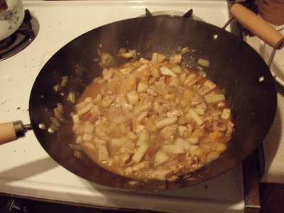 Cooking it all.