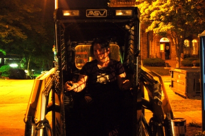 Zer0Gee in a tractor.