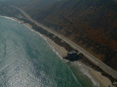 Looking down on Malibu coastline. 