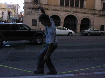 I almost tripped on this guys burlap strap.