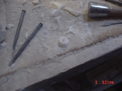 I cut the shape with the chizel and hammer as best i could and then used a drill to try and get a hole through. I trusted my friend with it and in a health and safety officers nightmare, she slipped. three times. :/ Not funny, luckily I still have SOME f I cut the shape with the chizel and hammer as best i could and then used a drill to try and get a hole through. I trusted my friend with it and in a health and safety officers nightmare, she slipped. three times. :/ Not funny, luckily I still have SOME f