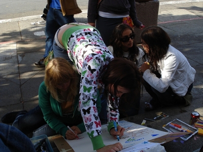 Fighting to get in prime position.