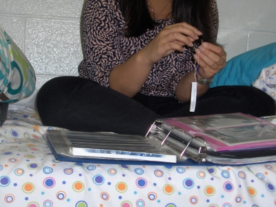 Ms. Annie stringing the fortunes.