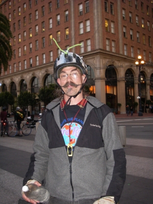 Silver helmet with bug antenna
