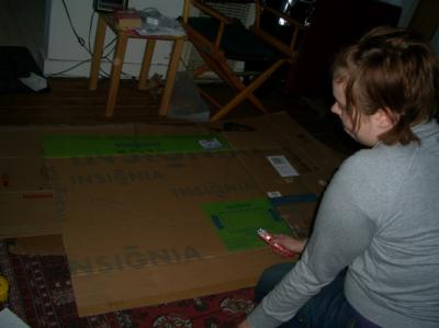 cutting out cardboard