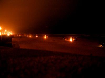 the beach. burning.