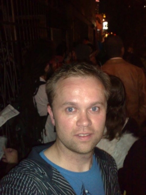 Sweaty, but safe - in line for checkpoint 2.