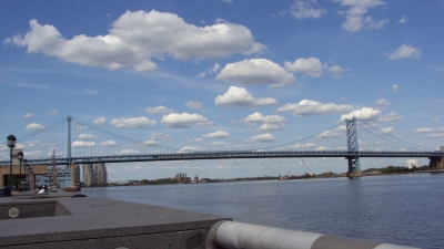 View of the Ben Franklin Bridge from Penn's Landing
