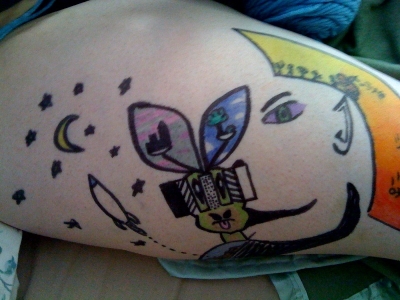 Ang's leg, Jay's drawing