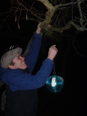 Hanging Disco ball in hat.JPG