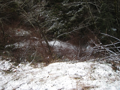 A waterfall, from the side.