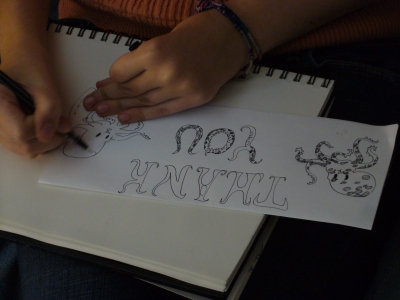 The artist at work.