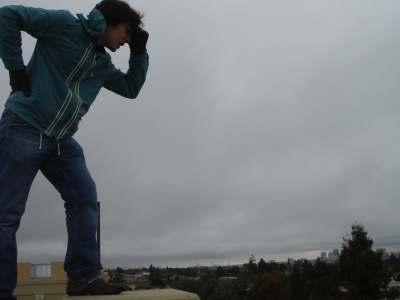 peering off into the distance