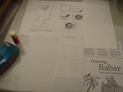 scrap papers, adhered together