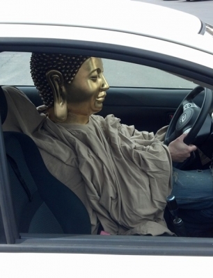 Buddha drivin' to A&P