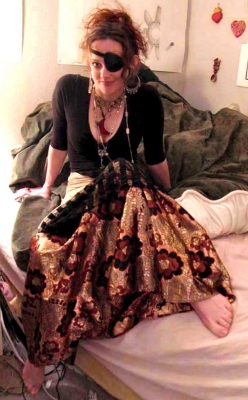 One-eyed gypsy outfit.