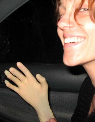 Bex, so slap-happy in her latex gloves.