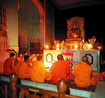 Monks at Sarnath Temple.