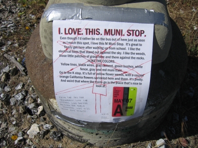 My note taped to the pole.