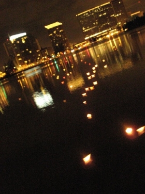 boats float along the mote