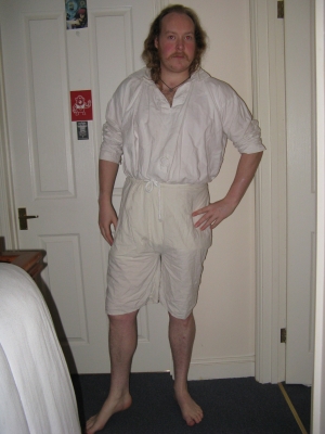 First I got up and put on medieval braes and shirt First I got up and put on medieval braes and shirt