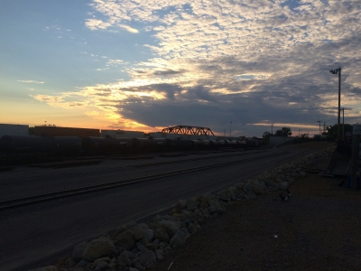 sunset near the trainyard