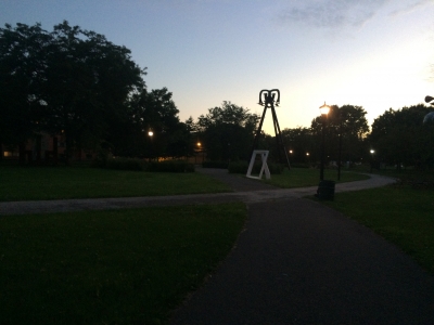 western sculpture park at dusk