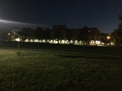 buildings past the play field