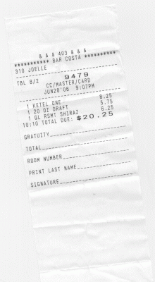 OLD VERSION: Our drinks receipt