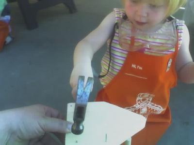 Pound the nails carefully to hold together the first end