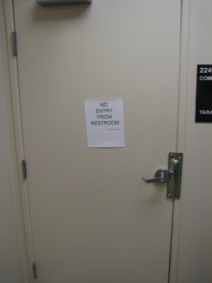 The door to/from coffee shop
