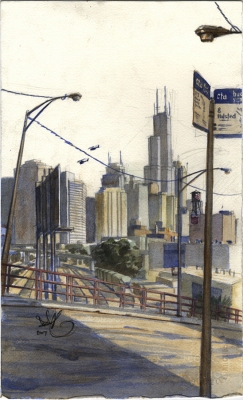 Halsted Street and Chicago Avenue, view Southeast