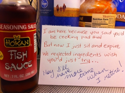 A passive aggressive note from the fish sauce A passive aggressive note from the fish sauce