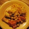 Curry rice, tofu, carrots, chickpeas, etc