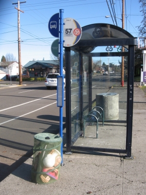 The bus stop.